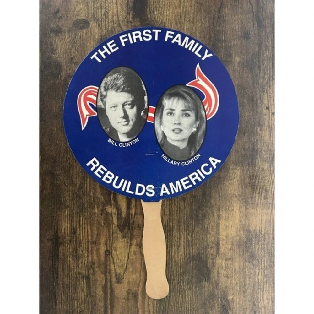 2-PC Bill & Hillary Clinton First Family Rebuilds America‎ Hand Fan Campaign